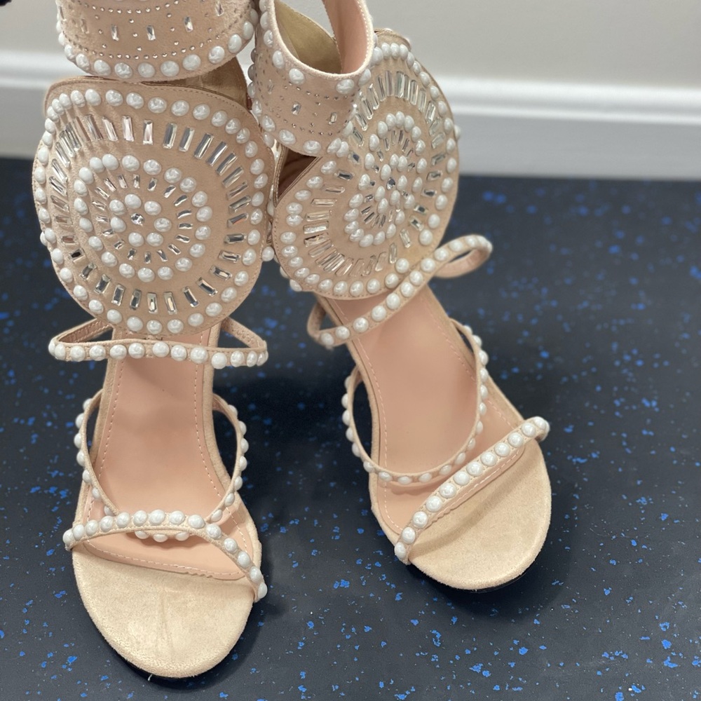 Nude ankle high sandals